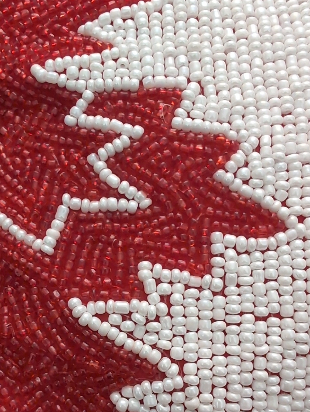 Pier 1 Imports,Red/White Beaded Pillow With Canadian Maple Leaf Design. - Picture 3 of 8
